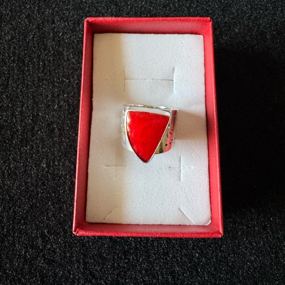 Silver Ring With Red Stone 925 - image 8